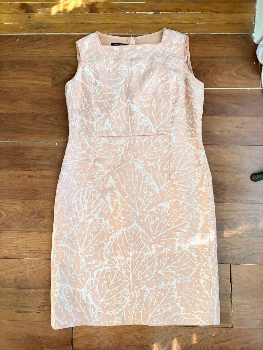 Lafayette 148 New York Jacquard Sheath Dress Pink White - Picture 3 of 9
